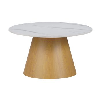 Βοηθητικό τραπέζι Soleire Inart λευκό μαρμάρου sintered stone Φ70x40εκ 029-000265
