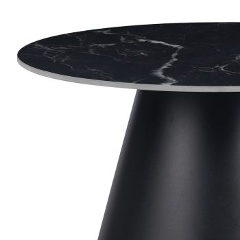 Alternative view of Τραπέζι σαλονιού Fabrin Inart μαύρο μαρμάρου sintered stone-μαύρο μέταλλο Φ70x40εκ