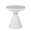 Βοηθητικό τραπέζι Coozlin Inart sintered stone σε απόχρωση λευκό μαρμάρου με μαύρο-χρυσό μέταλλο Φ50x50εκ 029-000279