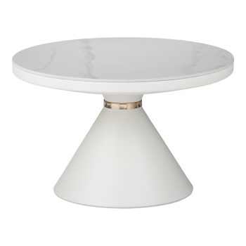 Βοηθητικό τραπέζι Coozlin Inart sintered stone σε απόχρωση λευκό μαρμάρου με μαύρο-χρυσό μέταλλο Φ70x40εκ 029-000280