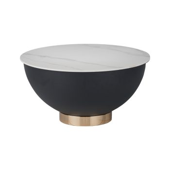 Βοηθητικό τραπέζι Erasmine Inart λευκό μαρμάρου sintered stone Φ70x37εκ 029-000282