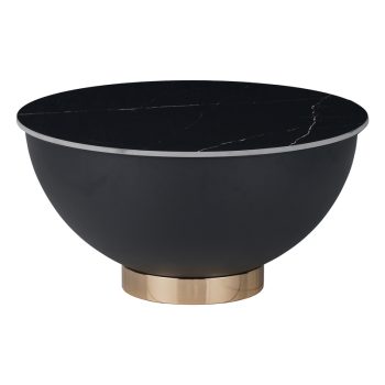 Βοηθητικό τραπέζι Erasmine Inart μαύρο μαρμάρου sintered stone Φ70x37εκ 029-000284