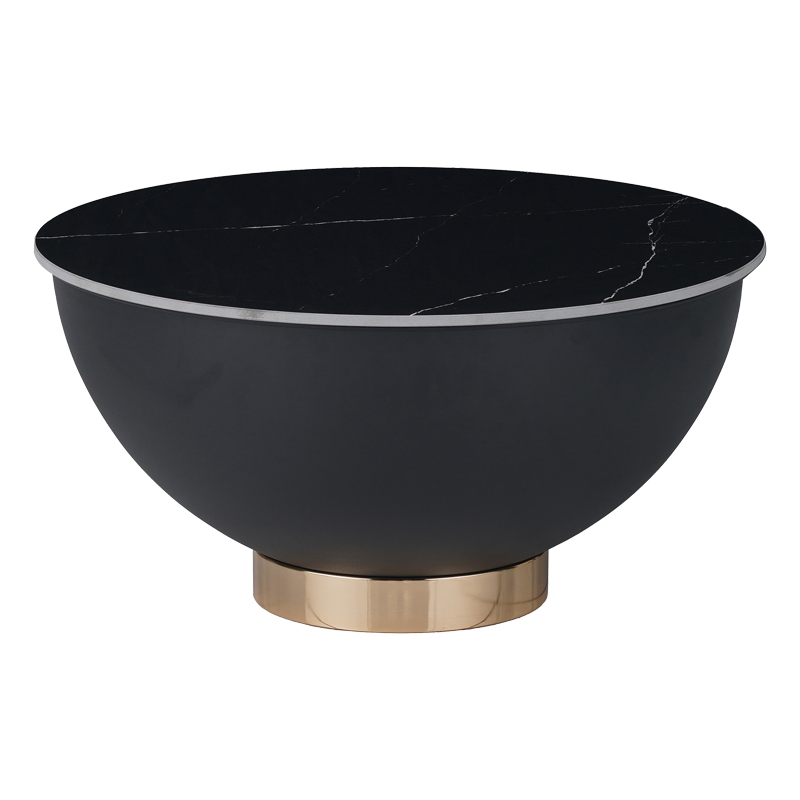 Βοηθητικό τραπέζι Erasmine Inart μαύρο μαρμάρου sintered stone Φ70x37εκ 029-000284