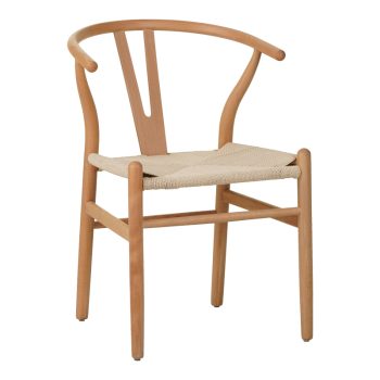 Καρέκλα Wishbone pakoworld rubberwood-σχοινί σε φυσική απόχρωση 50x51x80εκ 029-000285