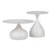 Βοηθητικά τραπέζια Kirkene Inart sintered stone σε απόχρωση λευκό μαρμάρου με λευκό μέταλλο 2τεμ 029-000319