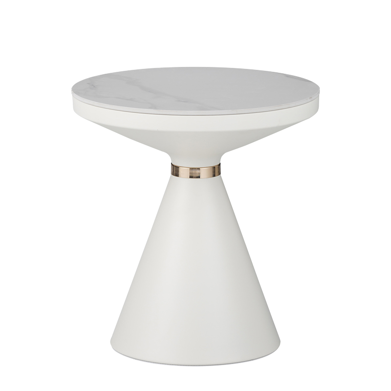 Βοηθητικά τραπέζια Coozlin Inart sintered stone σε απόχρωση λευκό μαρμάρου με λευκό-χρυσό μέταλλο - Image 2