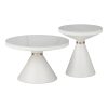 Βοηθητικά τραπέζια Coozlin Inart sintered stone σε απόχρωση λευκό μαρμάρου με λευκό-χρυσό μέταλλο 029-000320