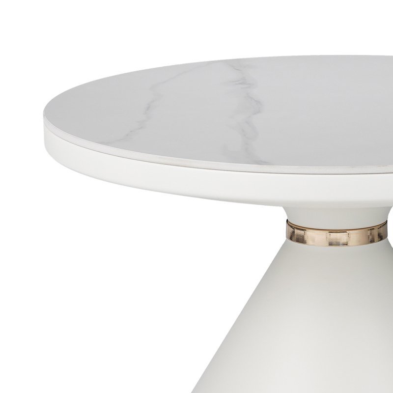 Βοηθητικά τραπέζια Coozlin Inart sintered stone σε απόχρωση λευκό μαρμάρου με λευκό-χρυσό μέταλλο - Image 6