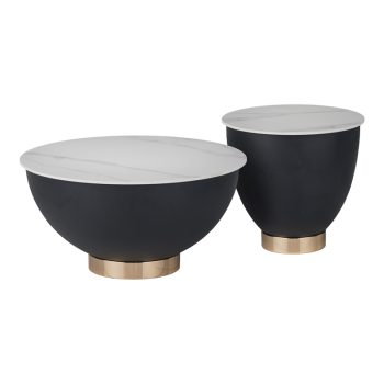 Βοηθητικά τραπέζια Erasmine Inart λευκό μαρμάρου sintered stone 029-000321
