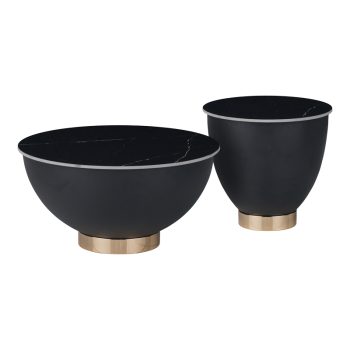 Βοηθητικά τραπέζια Erasmine Inart μαύρο μαρμάρου sintered stone 029-000322
