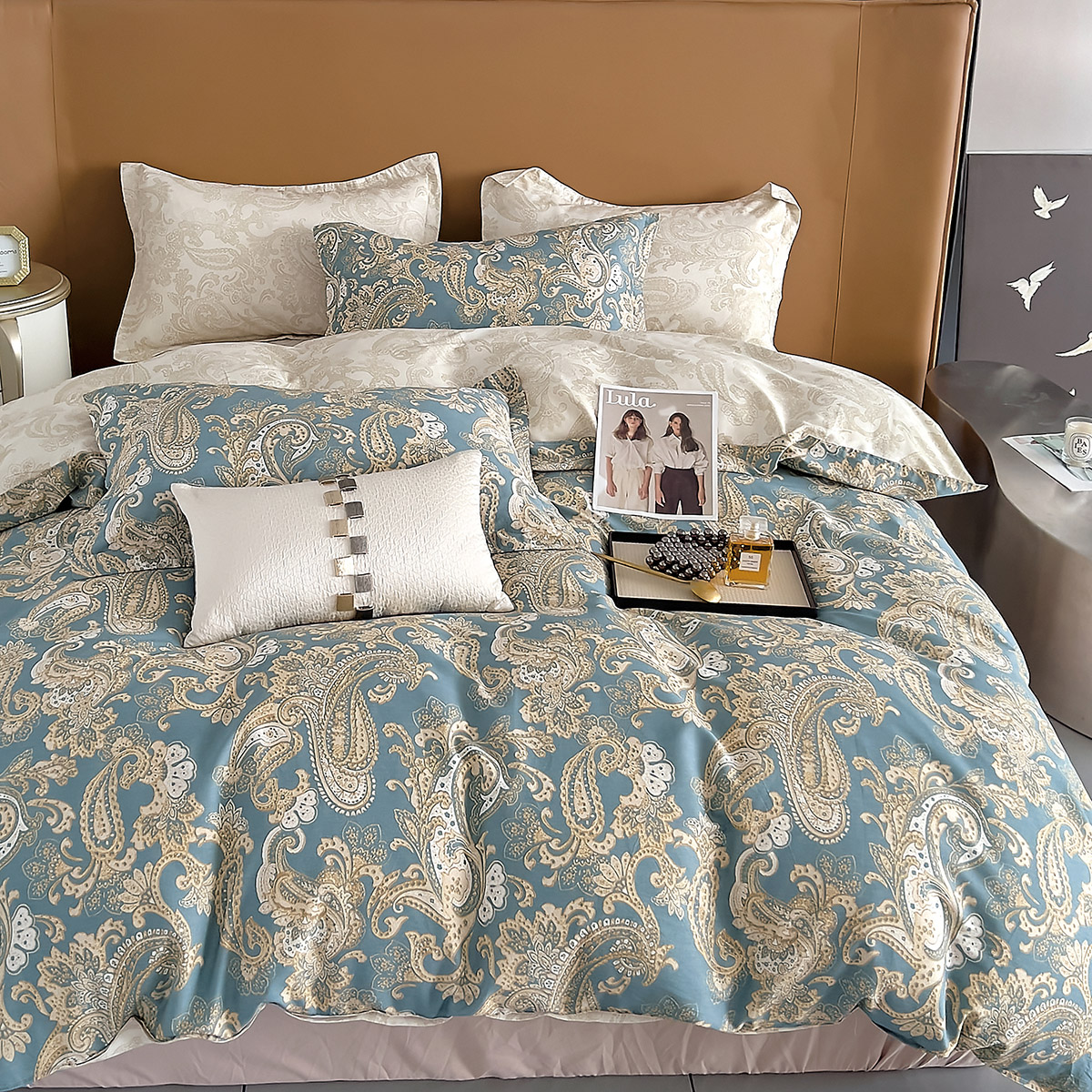 Beauty Home Σετ σεντόνια υπέρδιπλα με λάστιχο Art 12623 Chopin 165x200+30 Μπλε