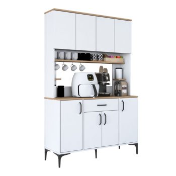 Mπουφές με ράφι Cordie pakoworld λευκό μελαμίνης 120x40x184.2εκ 182-000108