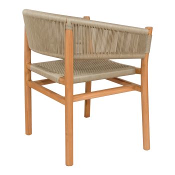Alternative view of Πολυθρόνα Kajone  σκελετός teak ξύλο σε φυσική απόχρωση και κρεμ pe σχοινί 62x51x75εκ