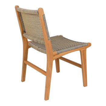 Alternative view of Καρέκλα Darien  σκελετός teak ξύλο σε φυσική απόχρωση και κρεμ-μαύρο pe σχοινί 52x62x86εκ