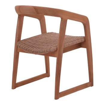 Alternative view of Πολυθρόνα Somalia  σκελετός αλουμινίου με teak πόδι σε φυσική απόχρωση και καφέ pe rattan 57x62x80εκ