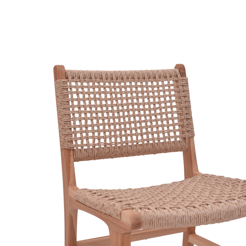 Καρέκλα Sponze σκελετός teak ξύλο- pe σχοινί σε φυσική απόχρωση 50x58.5x85εκ - Image 6
