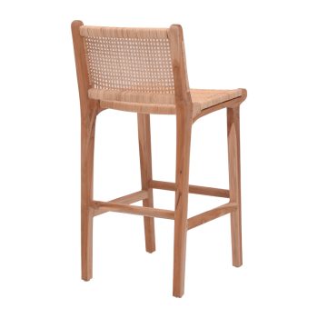 Alternative view of Σκαμπό μπαρ μεσαίου ύψους Sponze  teak ξύλο-φυσικό rattan σε φυσική απόχρωση 40x47x89εκ