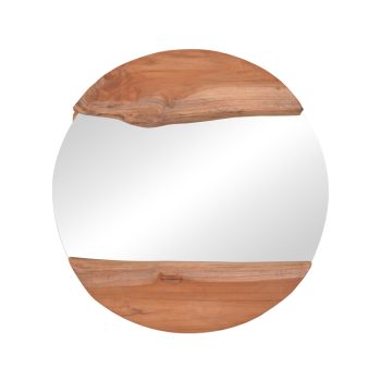 Καθρέπτης Alkmen pakoworld teak ξύλο σε φυσική απόχρωση Φ60x4εκ 338-000007