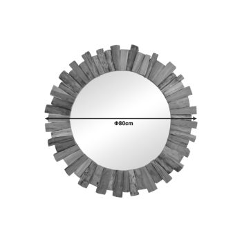 Alternative view of Καθρέπτης Rounder  teak ξύλο σε φυσική απόχρωση Φ80x4εκ