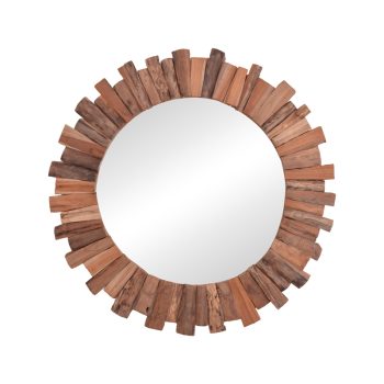 Καθρέπτης Rounder pakoworld teak ξύλο σε φυσική απόχρωση Φ80x4εκ 338-000008