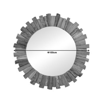 Alternative view of Καθρέπτης Rounder  teak ξύλο σε φυσική απόχρωση Φ100x5εκ