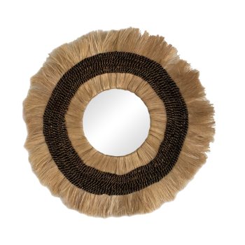 Καθρέπτης Verone Inart abaca σε φυσικό χρώμα Φ80x5εκ 339-000030