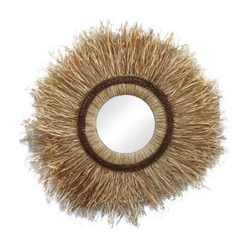 Καθρέπτης Tabrane Inart sisal σε φυσικό χρώμα Φ110x4εκ 339-000031