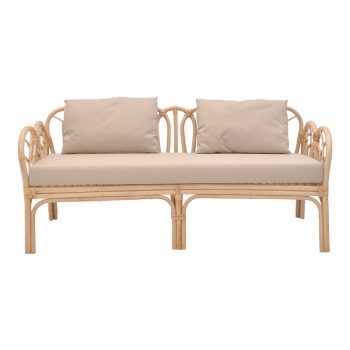 Alternative view of Καναπές διθέσιος Ytrone  rattan σε φυσική απόχρωση με μπεζ μαξιλάρι 166x61.5x71εκ