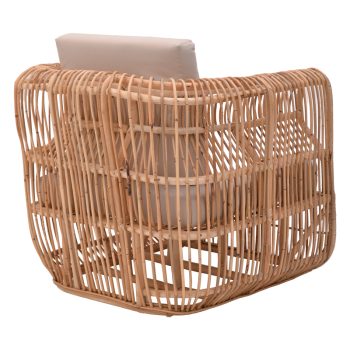 Alternative view of Πολυθρόνα Fajole  rattan σε φυσική απόχρωση με μπεζ μαξιλάρι 83x92x82εκ