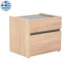 Κομοδίνο Comcie pakoworld σε φυσικό με γκρι απόχρωση 50x42x45.5εκ 362-000001