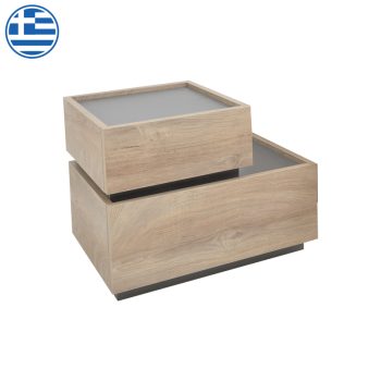 Κομοδίνο πολυμορφικό Elencia pakoworld σε oak με γκρι απόχρωση 60x40x46.5εκ 362-000004