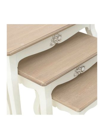 S/3 ΤΡΑΠΕΖΙ ΞΥΛΙΝΟ ΛΕΥΚΟ-ΜΠΕΖ 66X38X59