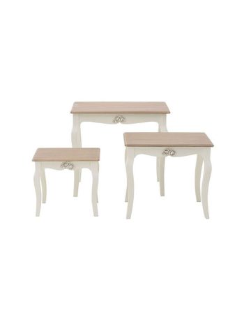 S/3 ΤΡΑΠΕΖΙ ΞΥΛΙΝΟ ΛΕΥΚΟ-ΜΠΕΖ 66X38X59