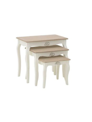 S/3 ΤΡΑΠΕΖΙ ΞΥΛΙΝΟ ΛΕΥΚΟ-ΜΠΕΖ 66X38X59