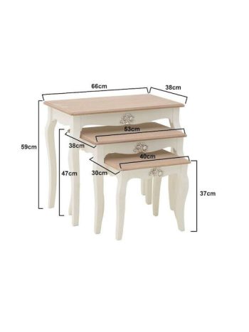 S/3 ΤΡΑΠΕΖΙ ΞΥΛΙΝΟ ΛΕΥΚΟ-ΜΠΕΖ 66X38X59