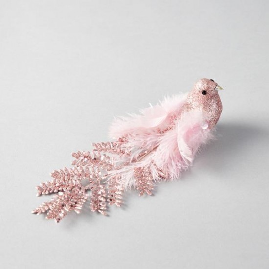ΠΟΥΛΙ ΡΟΖ, ΜΕ ΠΟΥΠΟΥΛΑ ΚΑΙ GLITTER, 24X5X6,5CM