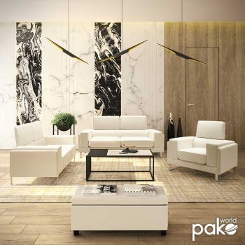 Alternative view of Καναπές Shea  3θέσιος PU ivory-inox 198x80x87εκ