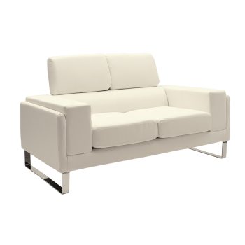 Καναπές Shea pakoworld 2θέσιος PU ivory-inox 158x80x87εκ 074-000011