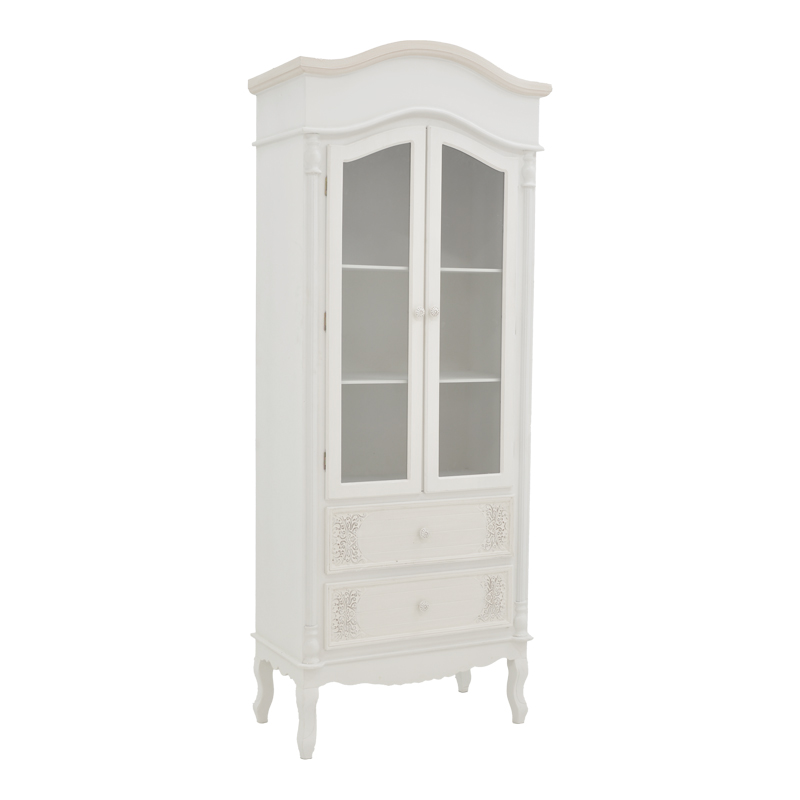 Βιτρίνα Pazlen Inart mdf σε λευκή αντικέ απόχρωση 74.5x39x190εκ 087-000007