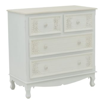 Συρταριέρα Pazlen Inart mdf σε λευκή αντικέ απόχρωση 80x40x80εκ 087-000008