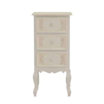 Alternative view of Κομοδίνο Pazlen Inart mdf σε λευκή αντικέ απόχρωση 40x34.5x82εκ
