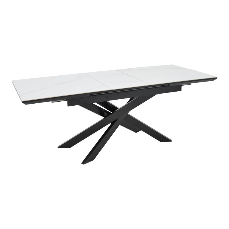 Τραπέζι Rogemi sintered stone -γκρι mdf-μαύρο μέταλλο 160-200x90x75εκ - Image 2