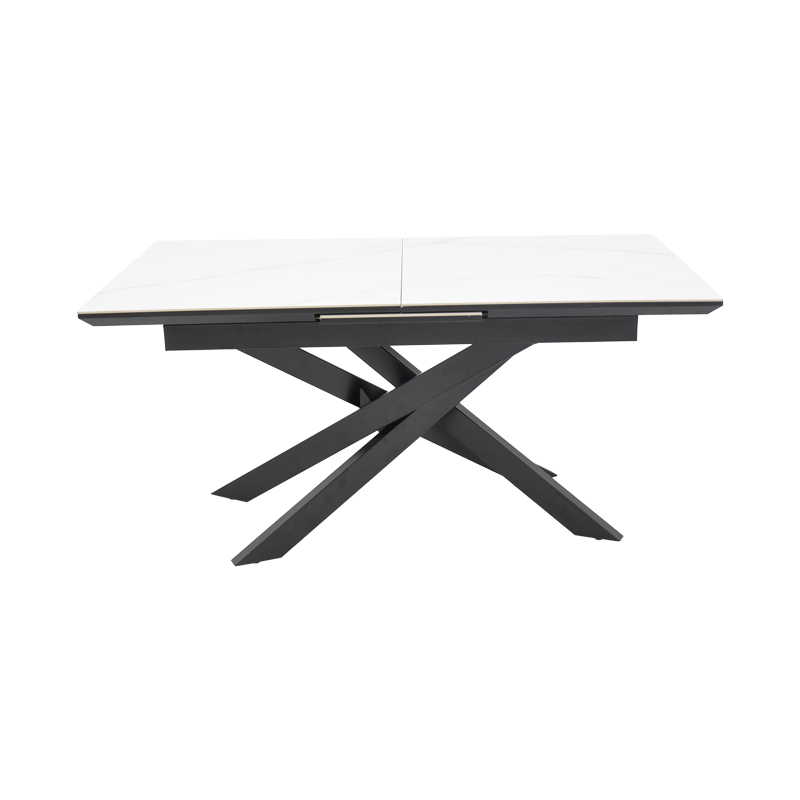 Τραπέζι Rogemi sintered stone -γκρι mdf-μαύρο μέταλλο 160-200x90x75εκ - Image 3