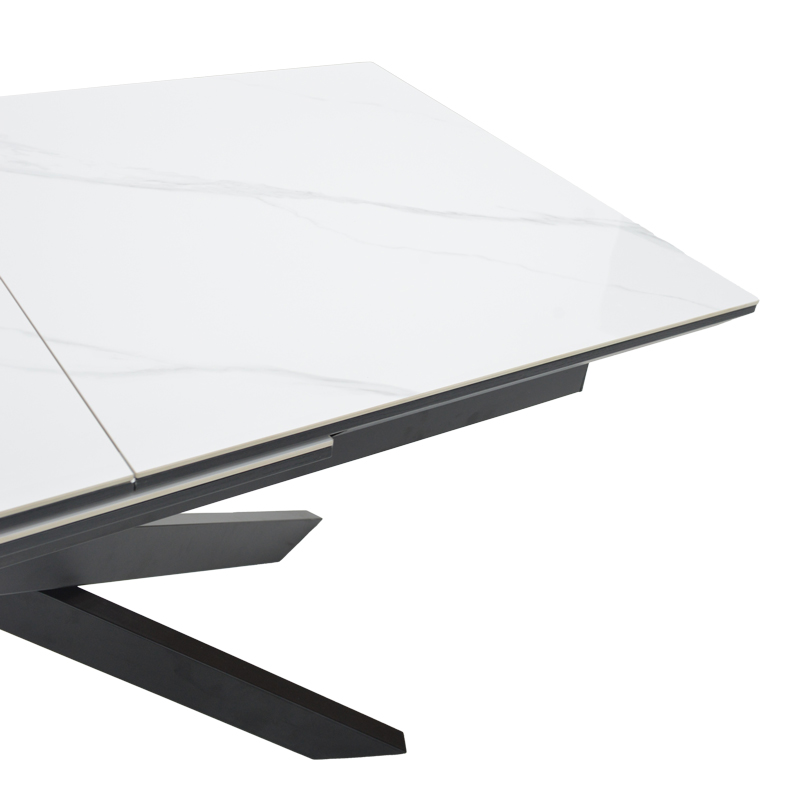 Τραπέζι Rogemi sintered stone -γκρι mdf-μαύρο μέταλλο 160-200x90x75εκ - Image 5