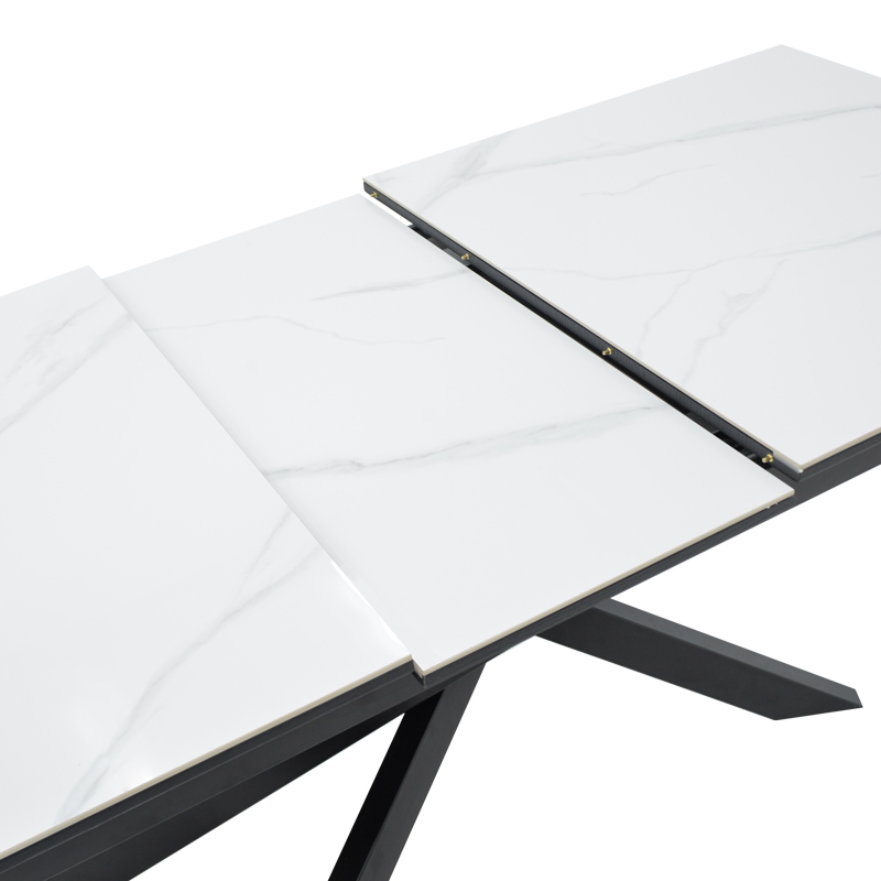 Τραπέζι Rogemi sintered stone -γκρι mdf-μαύρο μέταλλο 160-200x90x75εκ - Image 6