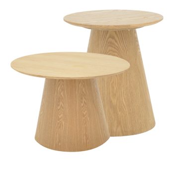 Βοηθητικά τραπέζια Kayano pakoworld σετ 2 τεμ mdf σε φυσική απόχρωση 101-000121
