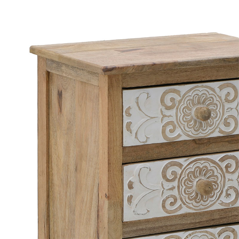 Συρταριέρα Inart 3-50-245-0017 ξύλο φυσικό-λευκό 50x32x61εκ - Image 2
