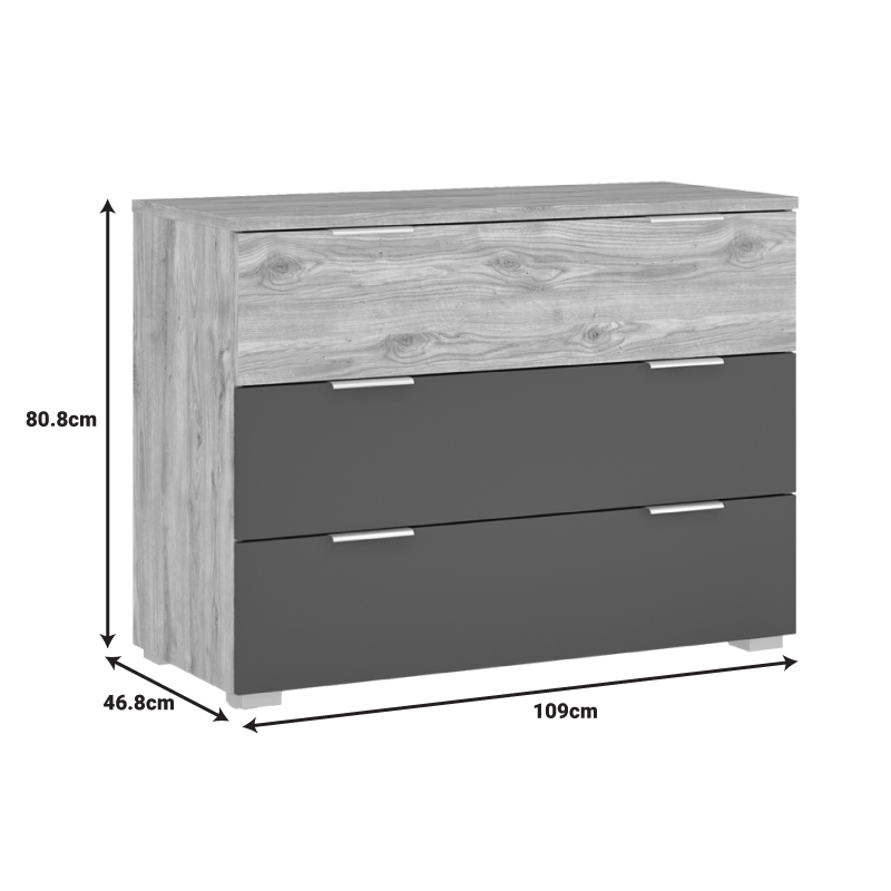 Συρταριέρα Kantri σε sonoma - γκρι απόχρωση 109x46.8x80.8εκ - Image 2