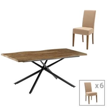 Τραπεζαρία Ditta-Jonal pakoworld μόκα- καρυδί 180x90x76εκ 200-001077