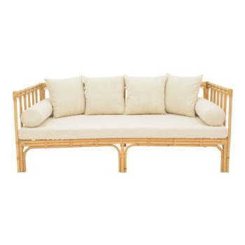 Alternative view of Καναπές Alessa  φυσικό rattan-λευκό ύφασμα με μαξιλάρια 200x100x76εκ